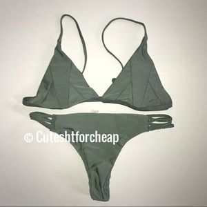 New Light Green Strappy Bikini Set